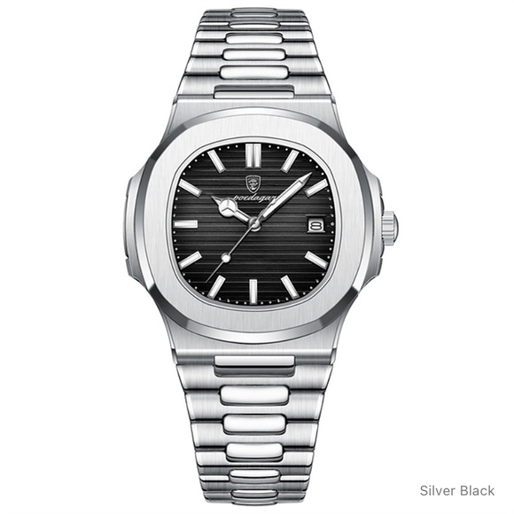 Silver Black Luxury Watch